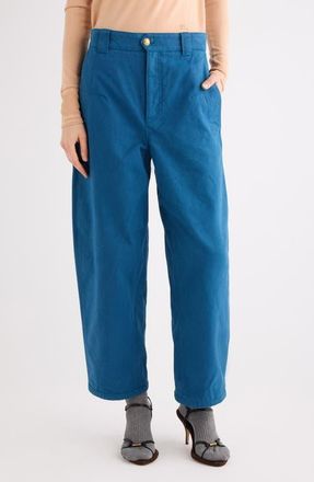 Chlo&eacute; Oragnic Cotton Canvas Crop Pants in Opal Blue at Nordstrom, Size 36