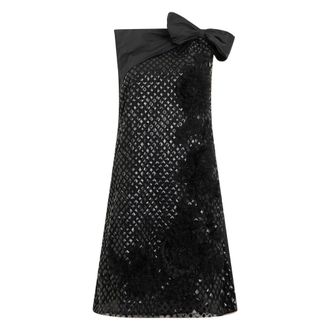 Alberta Ferretti Kleedjes, Dames, Zwart, S, Elegant black dress with bow for occasions