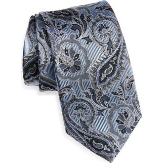 Nordstrom Floral Paisley Silk Tie in Light Blue at Nordstrom