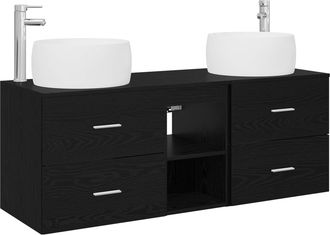 vidaXL Juego De Muebles De Ba&ntilde;o 3 Uds. Negro 49,5 X 44,5 X 66 Cm Vidaxl
