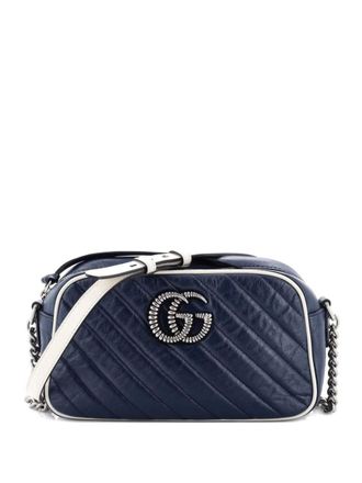 Gucci GG Marmont Shoulder Bag Diagonal Quilted Leather Small crossbody bag - Blue