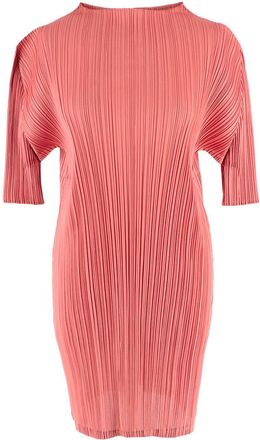 Issey Miyake Issey Miyake Pleats Please Coral Pleated Mini Dress Size L