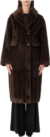S.W.O.R.D 6.6.44 Dubbelrij Basic Eco Visone Jas - Dames - Mantel - Bruin - S - Polyester - Jassen