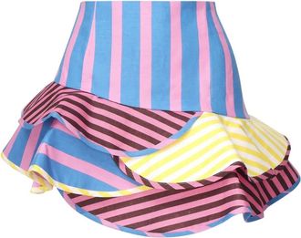 Celia B Gonna Maite a righe con ruches - Blu