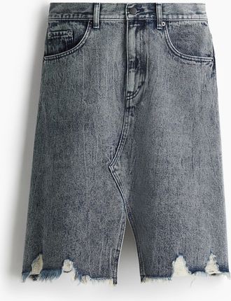 H&M Jeansjupe mit Trashed-Detail - Blue