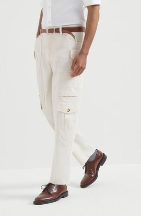 Brunello Cucinelli Peached cotton gabardine explorer trousers in Snow at Nordstrom, Size 60