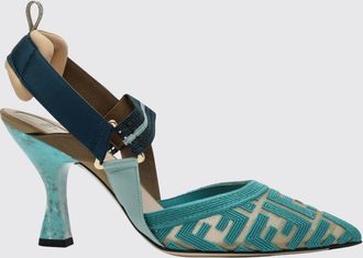 Fendi Slingback Colibr&igrave; Fendi in mesh e pelle con monogram FF ricamato