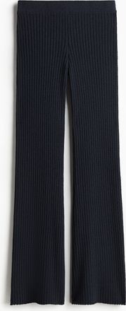 H&M Ausgestellte Hose aus Rippstrick - Schwarz