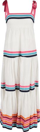 Zimmermann Tiered Grosgrain-Trimmed Dress in White Linen