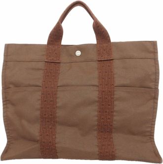 Herm&egrave;s Brown Canvas Tote Bag (Pre-Owned)