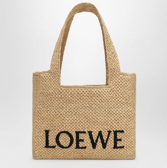 Loewe Medium LOEWE Font Tote bag in raffia