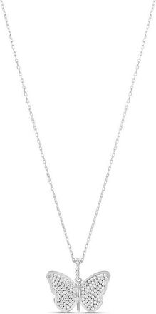 SHYMI Pav&eacute; Butterfly Pendant Necklace in Silver/White at Nordstrom