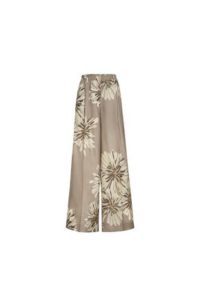 Brunello Cucinelli Bloom print pongee trousers in Khaki at Nordstrom, Size 36 It