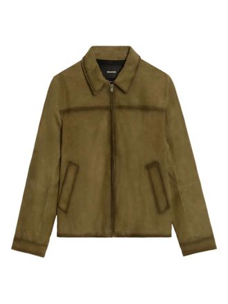 Zadig&Voltaire Loumy Daim zip jacket - Green