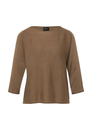 s.Oliver Black Label 3/4 Arm-Pullover S.OLIVER BLACK LABEL, Damen, Gr. 34, nougat, Strick, Obermaterial: 90% Viskose, 10% metallisierte Fasern, unifarben, l&auml;ssig geschnitt