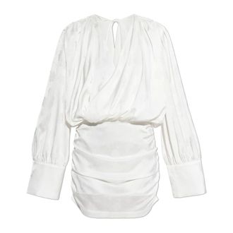 Rotate ROTATE Birger Christensen, Party Dresses, female, White, Size: S Satin Floral Motif Dress