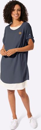 Casual Looks Sommerkleid CASUAL LOOKS Webkleid, Damen, Gr. 36, Normalgr&ouml;ssen, marine, ecru, 100% Polyester, unifarben, kurz, Rundhals, Kleider Sommerkleid