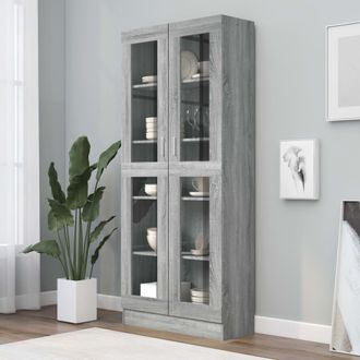 vidaXL Vitrina De Madera Contrachapada Gris Sonoma 82,5x30,5x185,5 Cm Vidaxl