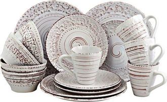Elama Malibu Sands 16-Piece Dinnerware Set in Shell in Blue at Nordstrom
