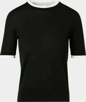 Akris Layered Short-Sleeve Knit Sweater