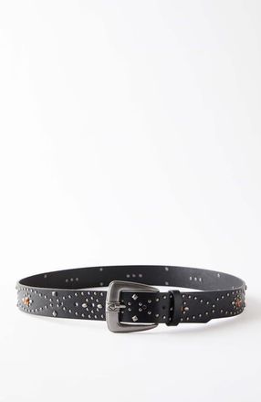 Cotton On Mens Biker Belt in Black Burnished Silver Jewel at Nordstrom, Size Large
