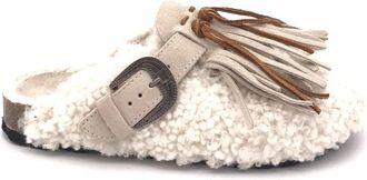 Taji Schoenen, Dames, Beige, 40 EU, Wol, Sabot Pelliccia
