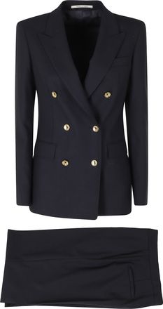 Tagliatore Blue Double-Breasted Tailored Wool-Blend Suit