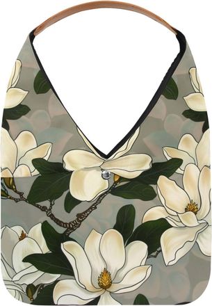 Generic Magnolias Flower Pattern Reusable Lightweight Grocery Bags - Foldable Into Compact Pouch, Washable & Sturdy, Multipurpose for Shopping and Travel