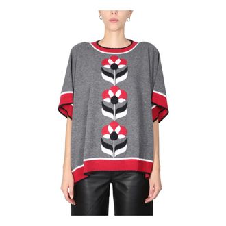 Moschino Maglia Poncho Fiore Geometrico - female - Boutique Moschino - Round-neck Knitwear - Gray - M - Knitwear