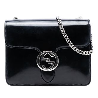 Gucci Pre-owned Gucci Small Polished Calfskin Interlocking G Dollar Crossbody 387609 525040