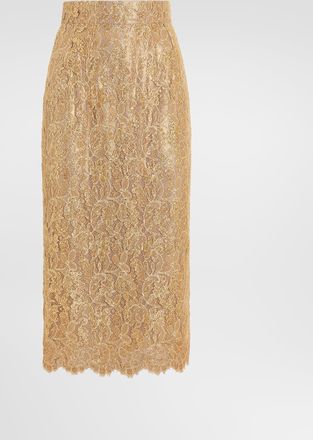 Dolce & Gabbana Lam&eacute; Lace Skirt - Woman Gold 38
