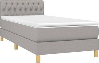 vidaXL Cama Box Spring Colch&oacute;n Y Luces Led Tela Gris Claro 90x200 Cm Vidaxl