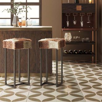 Kare Design Taburete de bar de piel marr&oacute;n Country Life