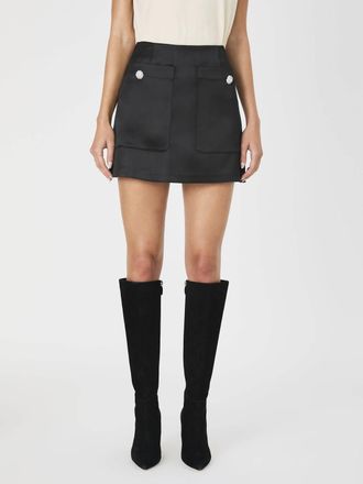 French Connection Carey Satin Embellished Skirt In Black