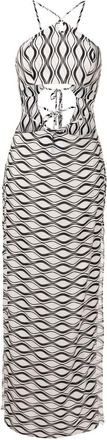 Amir Slama cut-out wave-print maxi dress - women - Viscose - PP - White