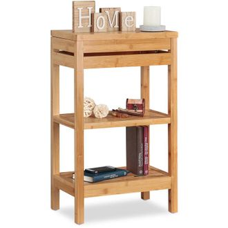 Relaxdays Relaxdays Estanter&iacute;a De Ba&ntilde;o, Librer&iacute;a Con Tres Estantes, Compartimento Con Tapa, Abierto, Mueble De Cocina, Marr&oacute;n, 76,5 X 46 X 29,5 Cm