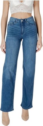 Ichi Wijde Jeans Lente/Zomer Collectie - Dames - Regular Fit Jeans - Blauw - W29 L32 - Katoen - Jeans