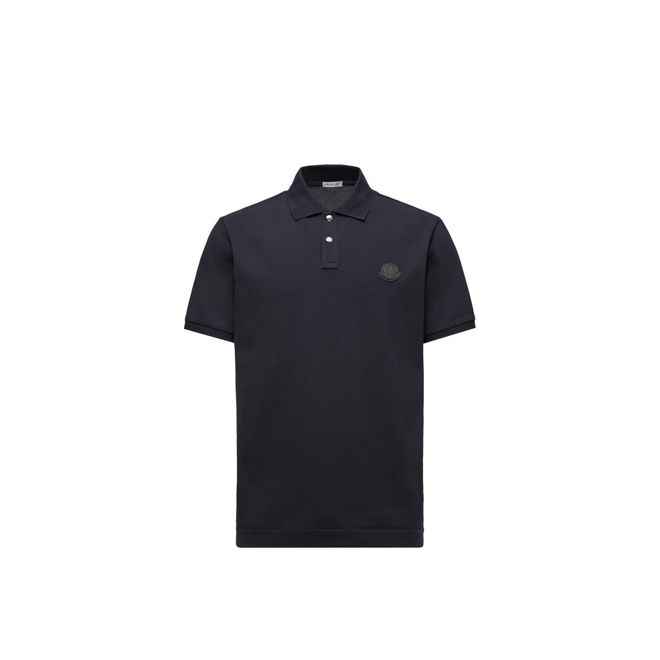 Moncler Logo Patch Cotton Piquet Polo Shirt, Men, Blue, Size: 3xl