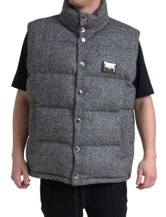 Dolce & Gabbana Elegant Chevron Knit Wool Blend Vest Mens Jacket