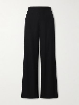 The Row Pantaloni A Gamba Larga In Crêpe Di Lana Roger - Nero