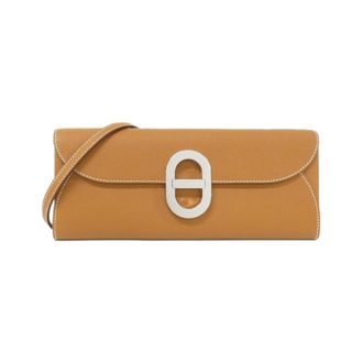 Herm&egrave;s Brown Gold Brown Epsom Leather Chain/Shoulder Wallet (Pre-Owned)