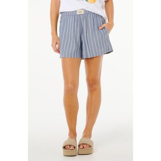 Rip Curl Beach Days Pinstripe Shorts in Dusty Blue at Nordstrom, Size Xx-Small