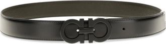 Ferragamo Black Solid Reversible Belt