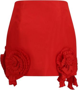 Blumarine Floral Appliqu&eacute; Crepe Mini Skirt - Red