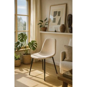 Regalos Miguel Sillas Comedor - Silla Black Teok Tela - Beige