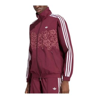 adidas Floral GFX Firebird Loose Track Top - female - Adidas - Long Sleeve Training Tops - Brown - XS - Sport
