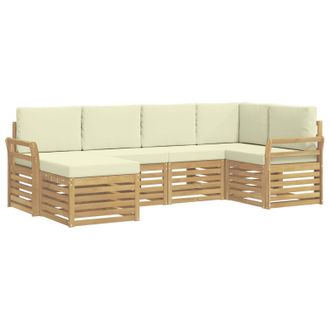 vidaXL Conjunto De Sof&aacute;s De Exterior 6 Pcs Blanco Y Crema Poli&eacute;ster Vidaxl