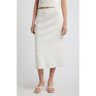 Nordstrom Linen Blend Midi Skirt in Ivory Tofu at Nordstrom, Size Xx-Small