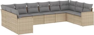vidaXL Juego De Sof&aacute;s Jard&iacute;n Con Cojines Beige 10 Pzas Rat&aacute;n Sint&eacute;tico Vidaxl