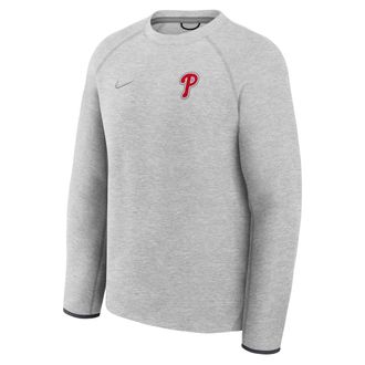 Nike Philadelphia Phillies Tech Fleece Nike Mens MLB Pullover Crew in Grey | 05L6086NPP-J35